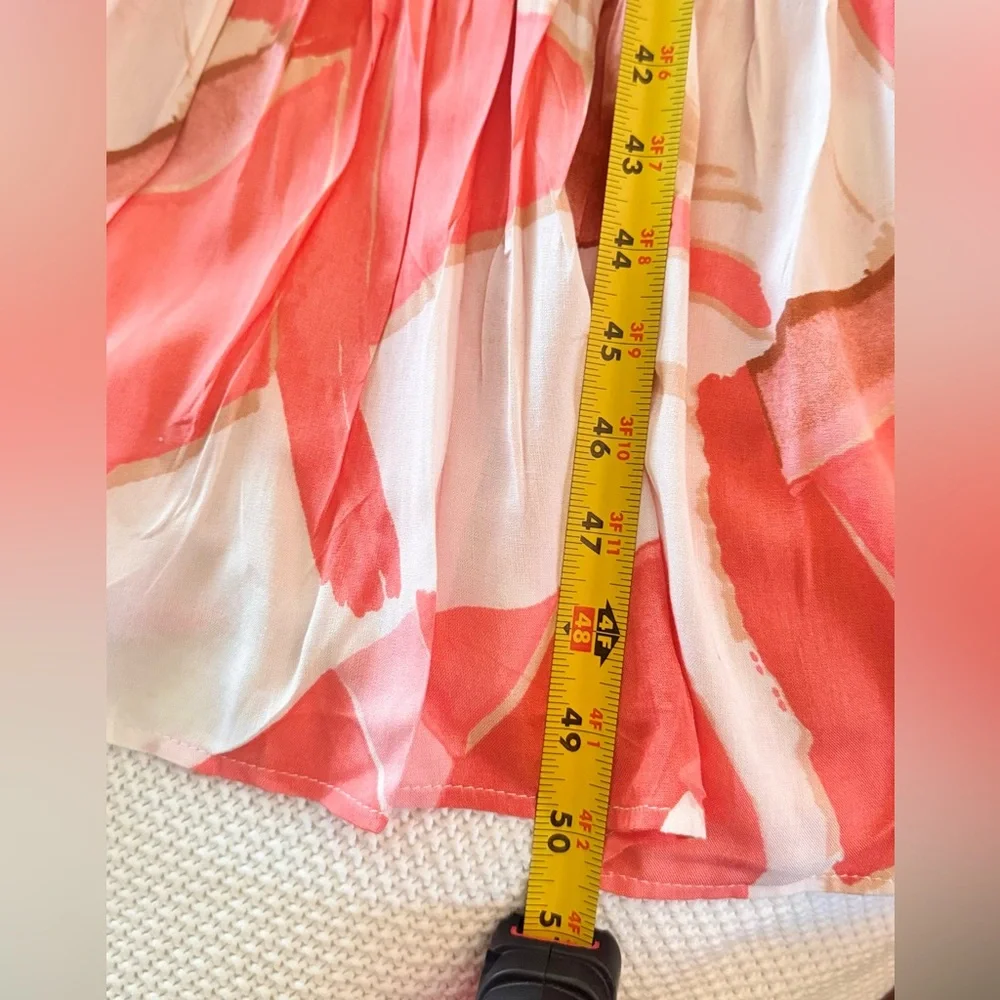 PETAL & PUP Ruffle Sleeve Vibrant Coral & White Tiered Maxi Dress